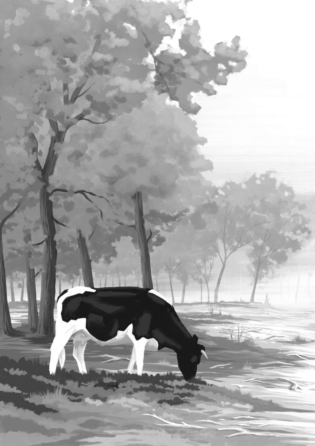 Friluftsliv in de lage landen: Cow in a natural landscape in the Netherlands
